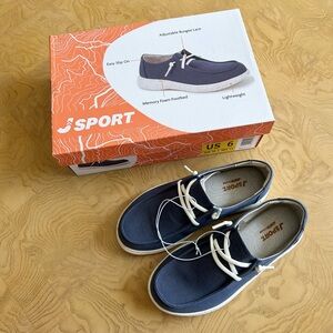 NWT Jsport Casual Lightweight Slip On Shoes, Navy Blue, Size 6